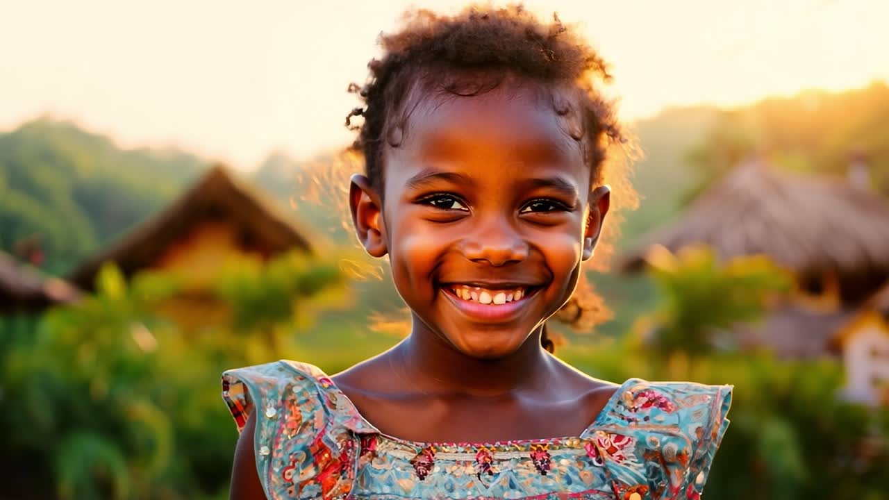 молодая африканская девушка улыбается в камеру.