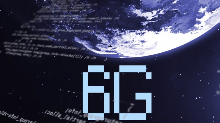 Animatie van 6G-tekst boven wereldbol