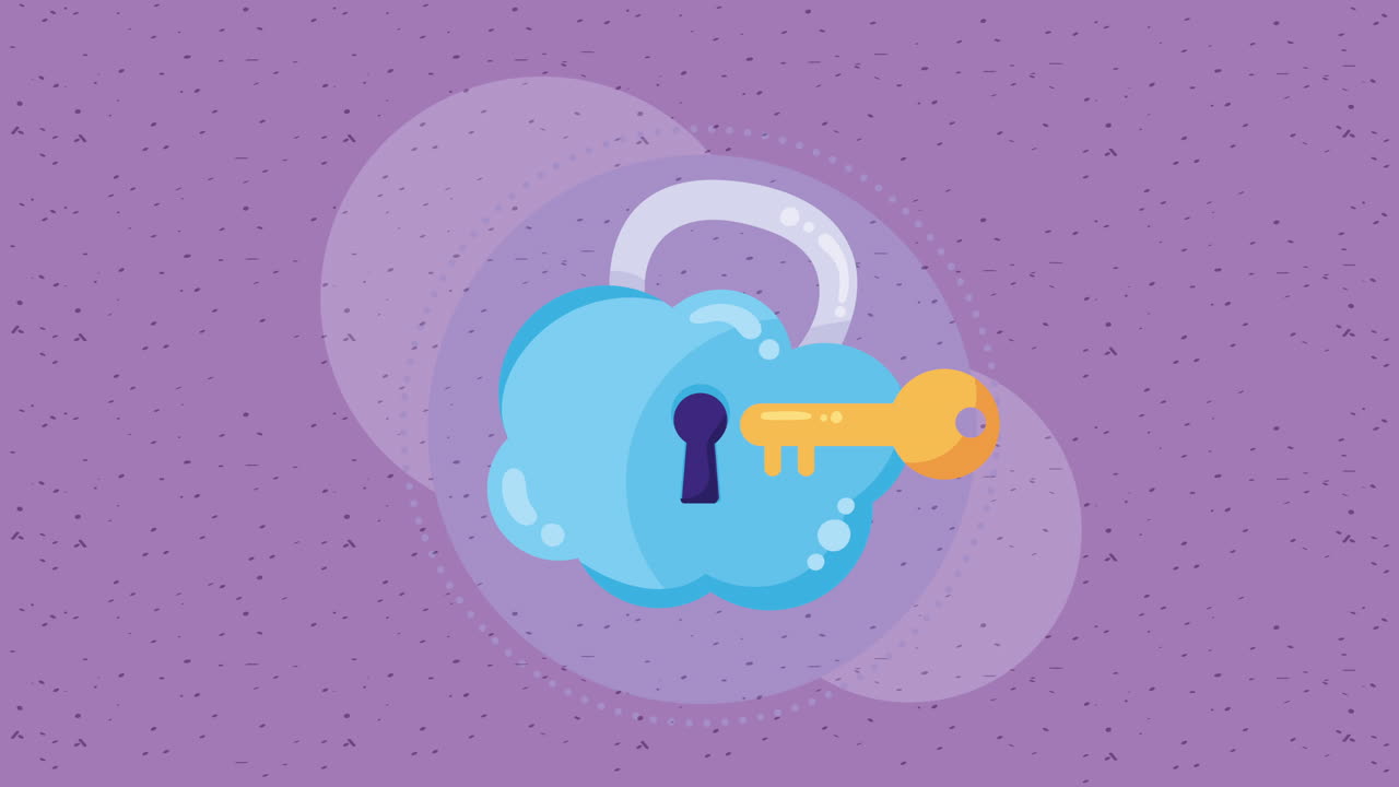 cloud computing padlock cyber security animation