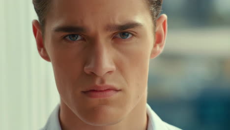 close-up of a young man's intense gaze