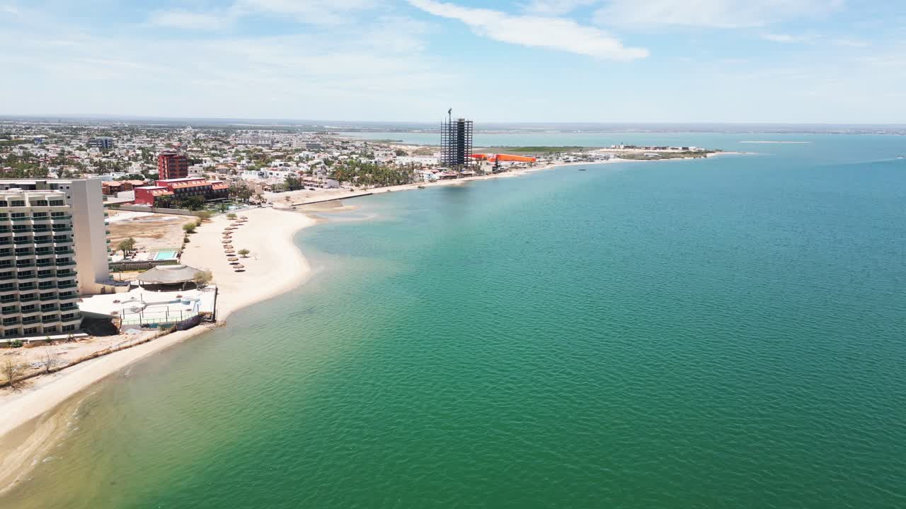 Playa posada beach and hotels in la paz, baja california sur, aerial view
