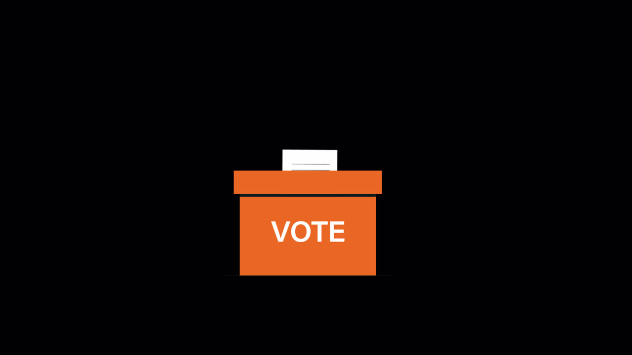 Animated Orange Ballot Box with Papers Dropping In