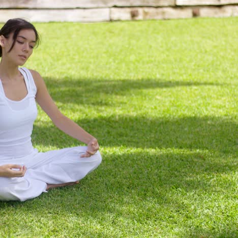 young woman meditating in nature