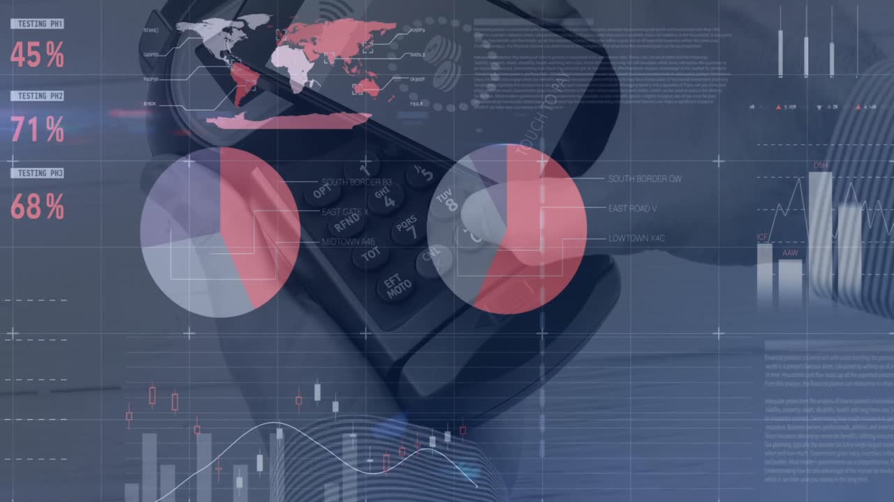 Animation of graphs over smartphone and payment terminal