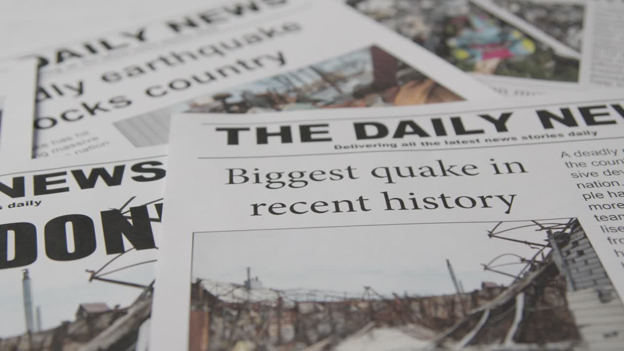 지진 재해로 인한 피해를 다룬 신문 헤드라인 6