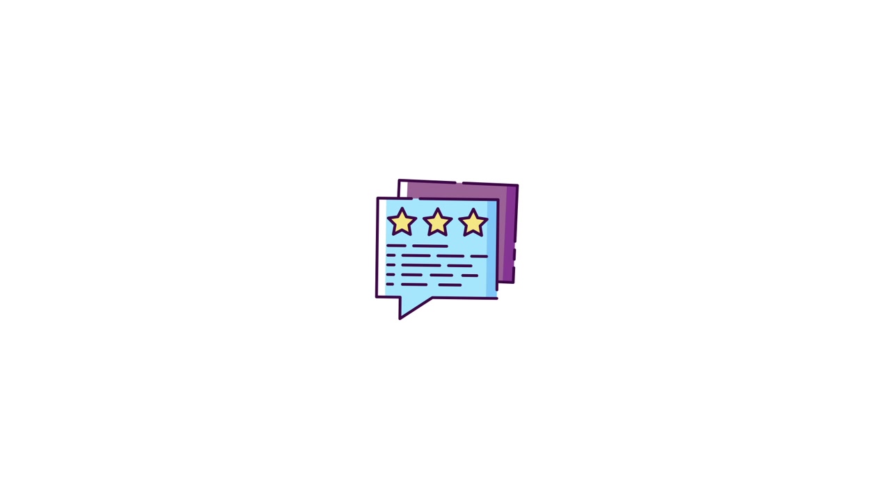 Animated Customer Review Icon with Three Stars in a Speech Bubble