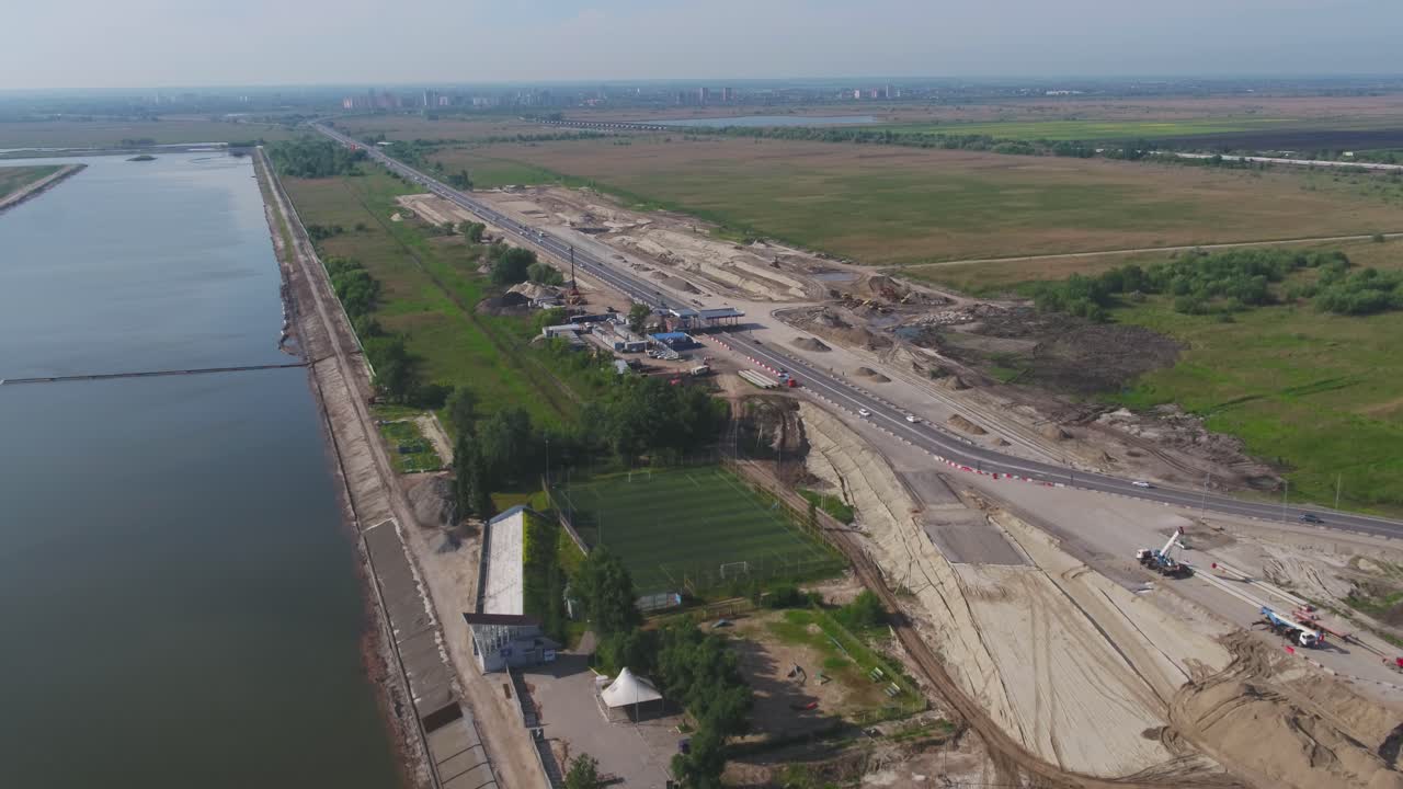 vista aérea del sitio de construcción de la autopista