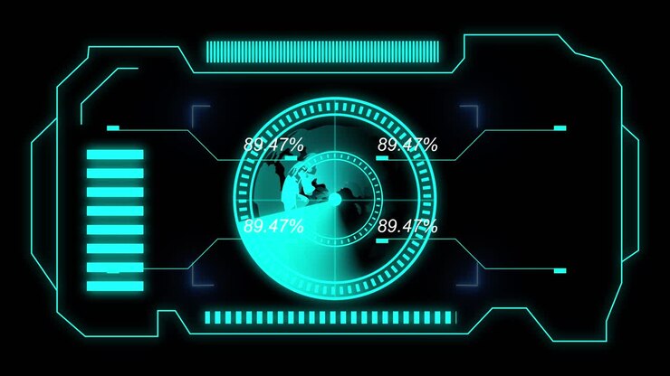 Interfaccia HUD futuristica con globo e dati
