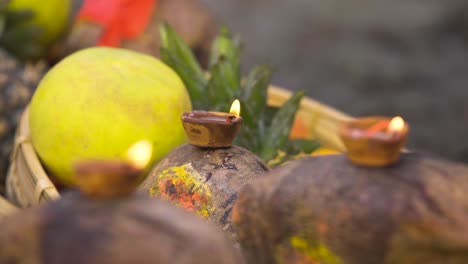 diya burning at an indian festival