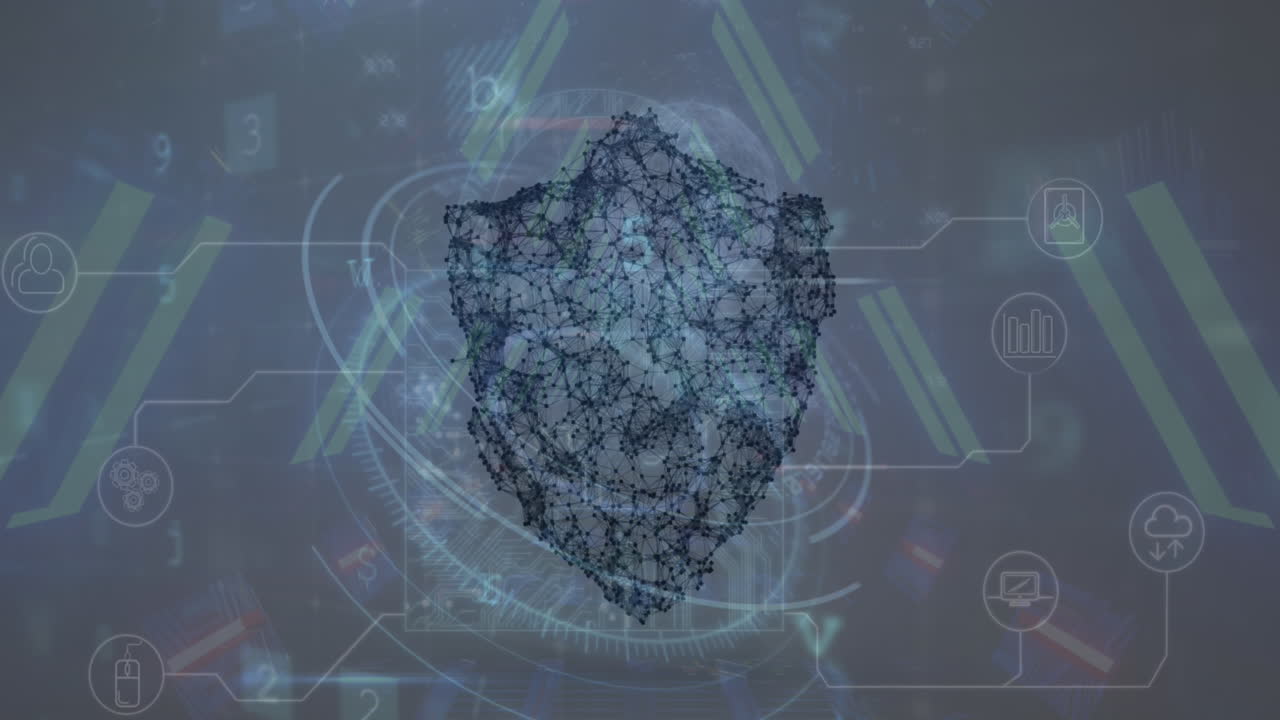 animación del procesamiento de datos sobre el escudo