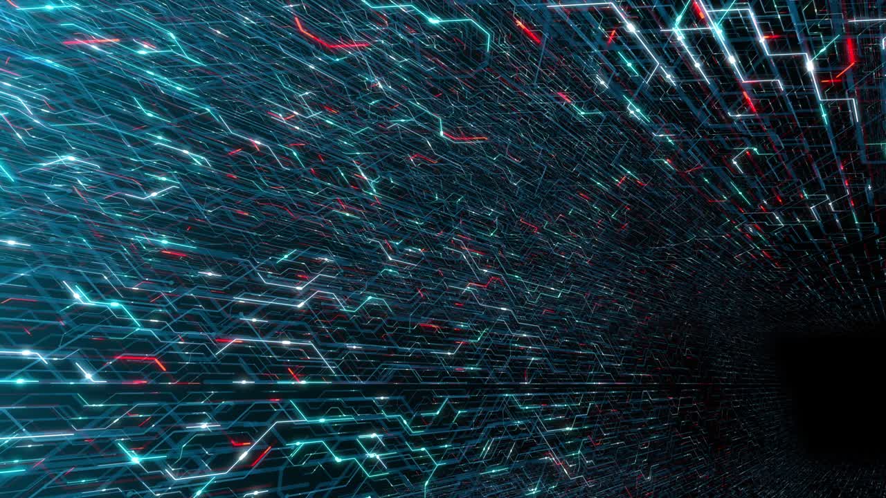 4K seamless loop abstract futuristic electronic circuit board.