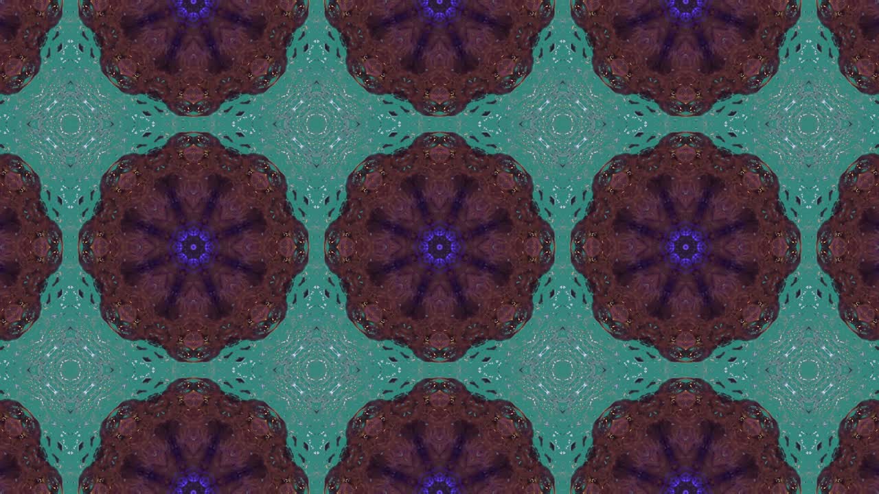3d Looped abstract ornate decorative background. Hypnotic trendy kaleidoscope.