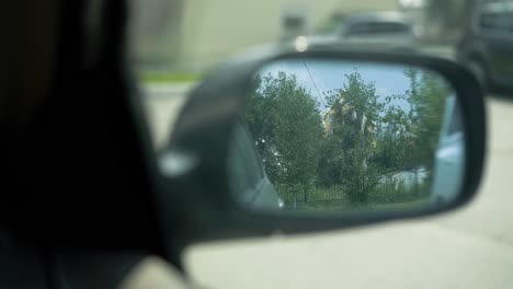 view in the rear view mirror in the car