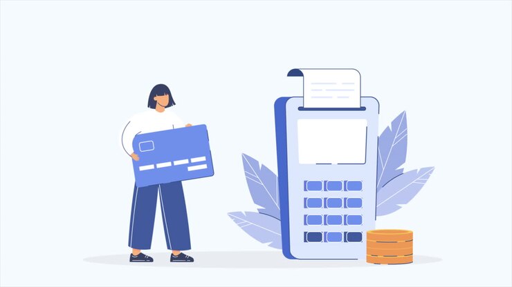 donna che paga con carta di credito in un terminal pos