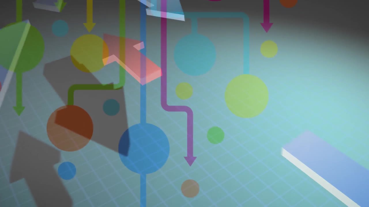 animación de la red de conexiones sobre flechas sobre fondo azul