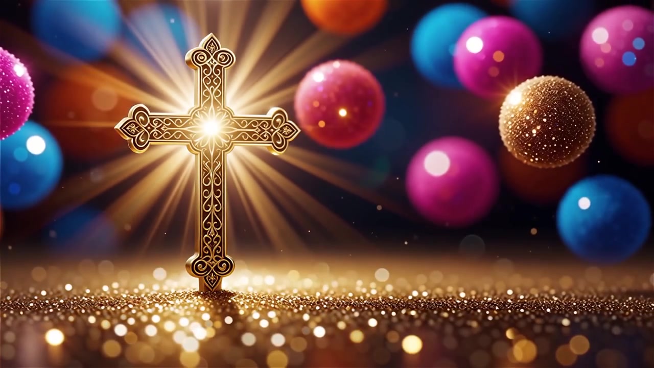 Cruz Cristiana con Luz Celestial, Fondo para Adoración.