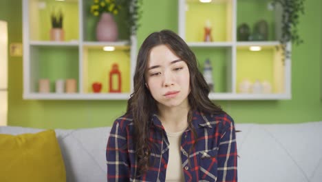 depressed asian young woman sad.