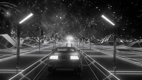 viaje por carretera retro futurista