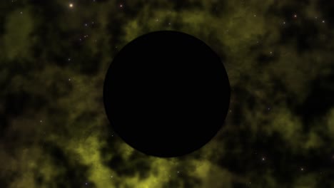 zoom lento en un agujero negro supermasivo en una nebulosa amarilla