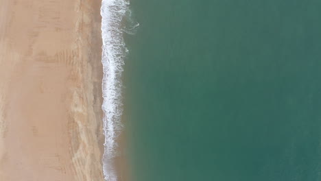 aerial top shot over atlantic ocean sandy beach of anglet france basque coast