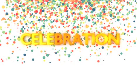 celebration text with particle colorful background