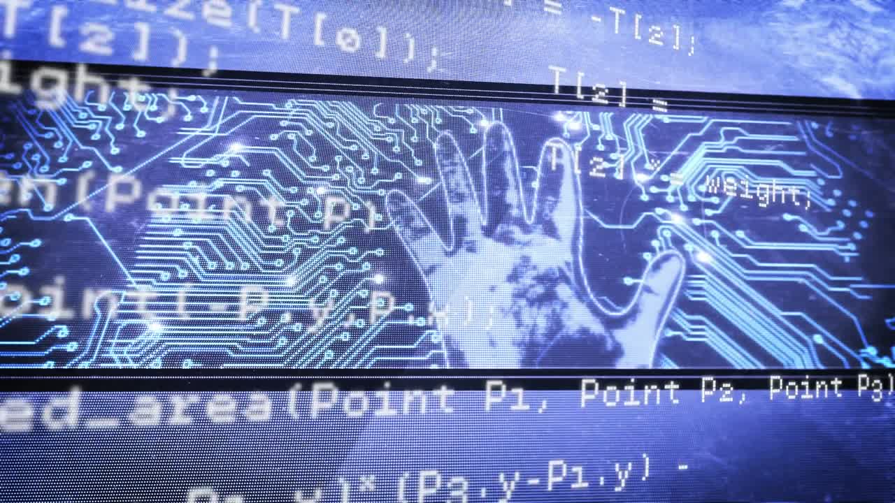 Data on blue circuit board