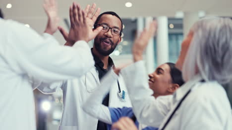 High-Five,-Fauststoß-Und-Applaus-Mit-Einem-Team