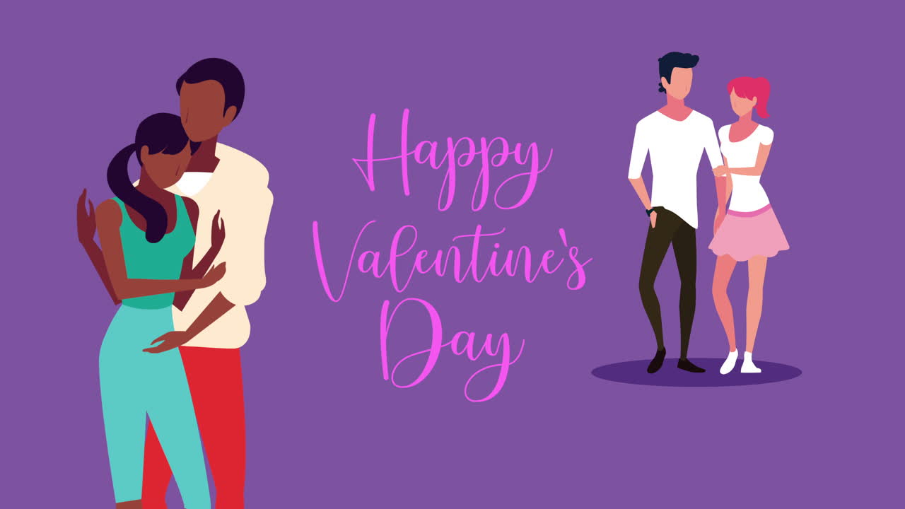 부부와 함께 행복한 발렌타인 데이 일러스트레이션