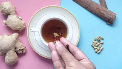 spiced ginger tea with cinnamon, cloves, and cardamom