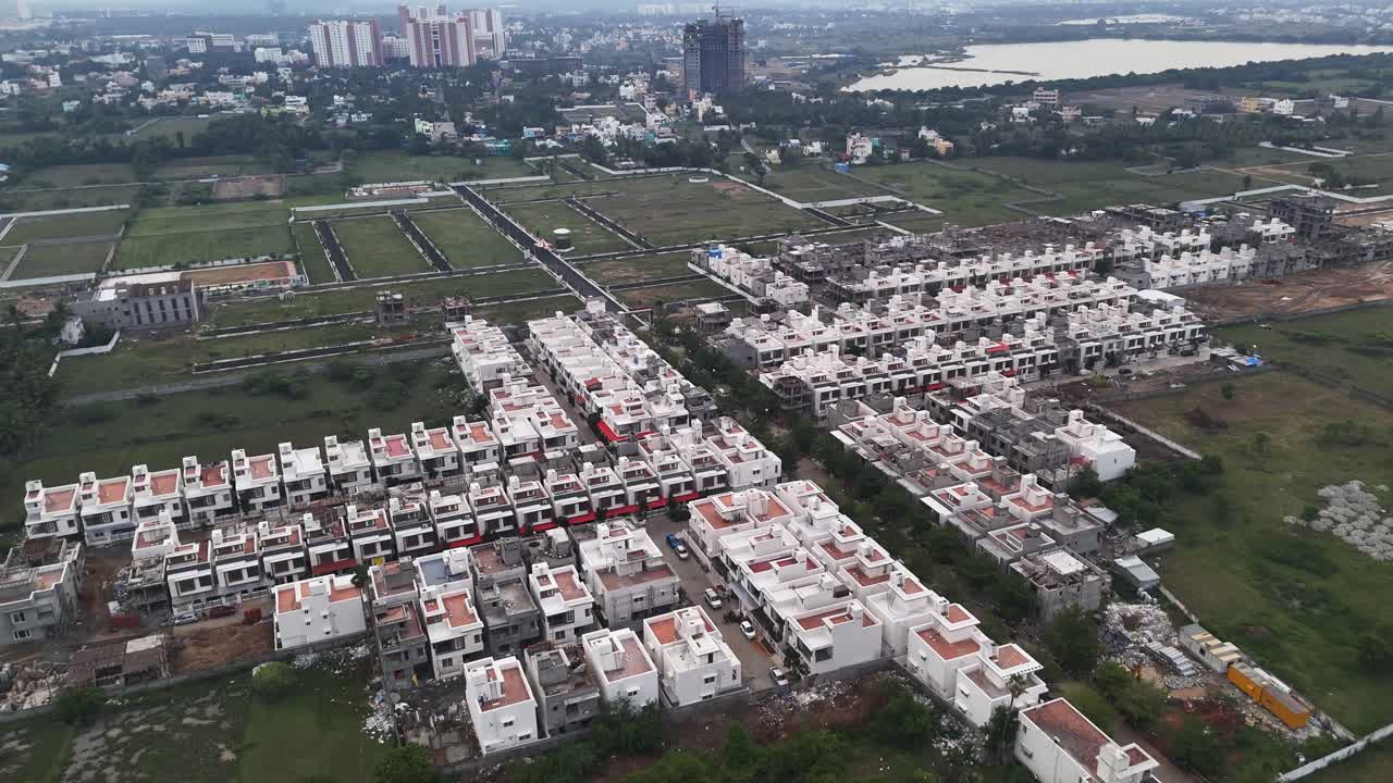 Aerial View of Residential Development and Cityscape