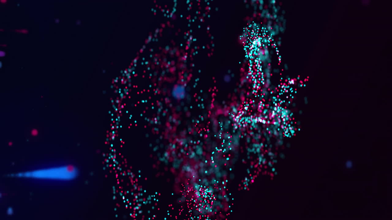 Animation of colourful shapes moving on black background