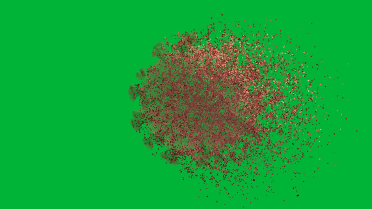Degradation of the coronavirus when vaccinated, The virus dies after vaccination.COVID-19 medical animation.3d render on green background.