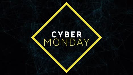 Animación-Del-Texto-De-Venta-Del-Cyber-Monday-A-Través-De-Redes-De-Conexiones.