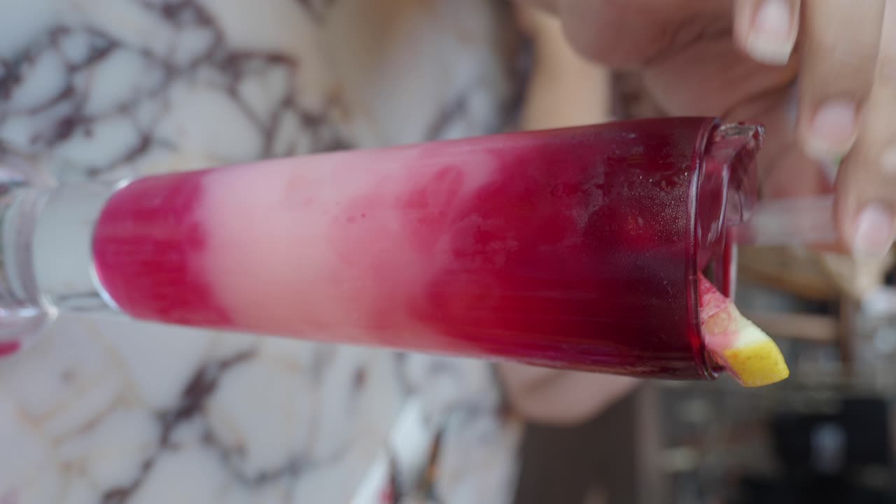 Layered Cocktail with Lemon Slice