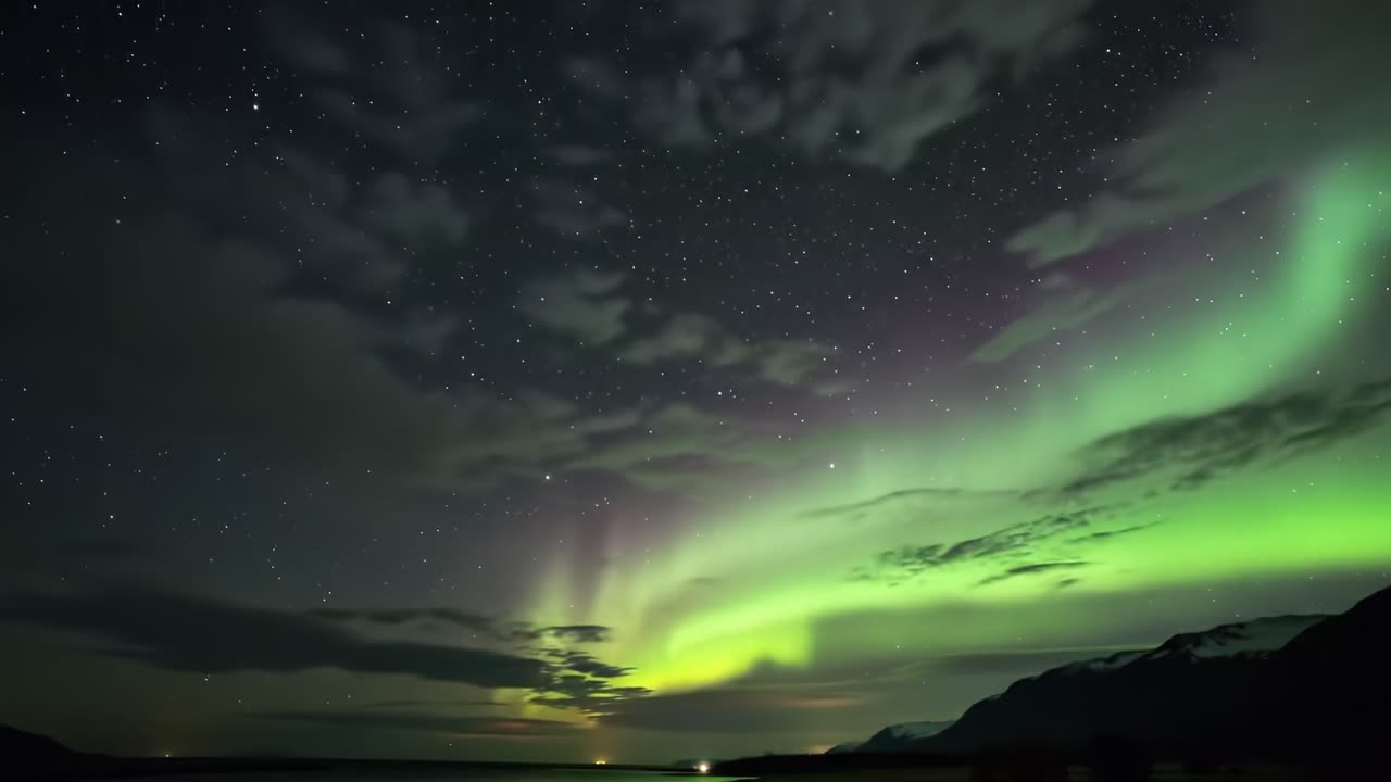 luces del norte sobre el paisaje islandés