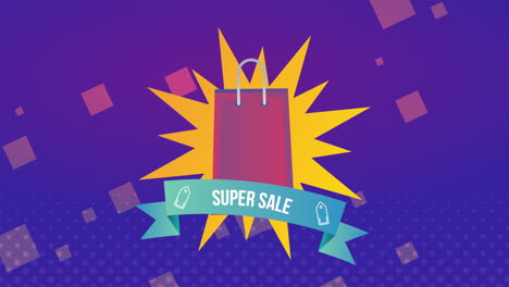 etiqueta comercial de venta con bolsa de compras