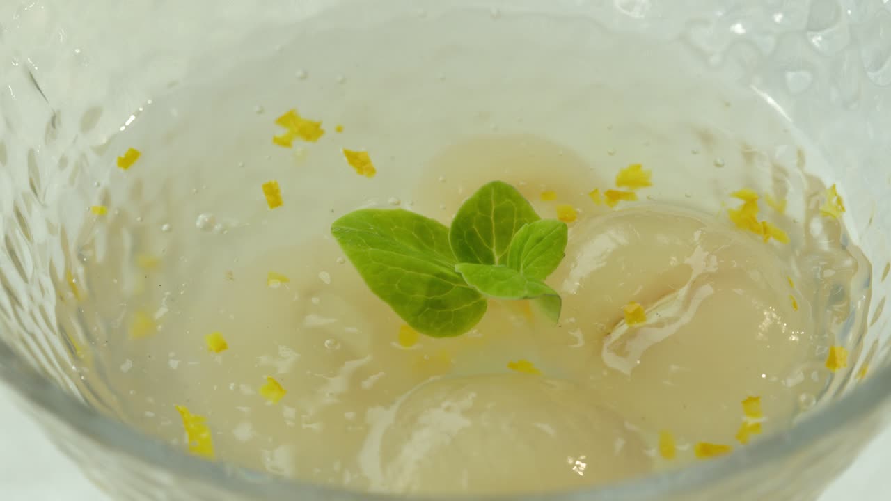 longan 과일로 만든 달콤한 디저트 장식, 근접 촬영