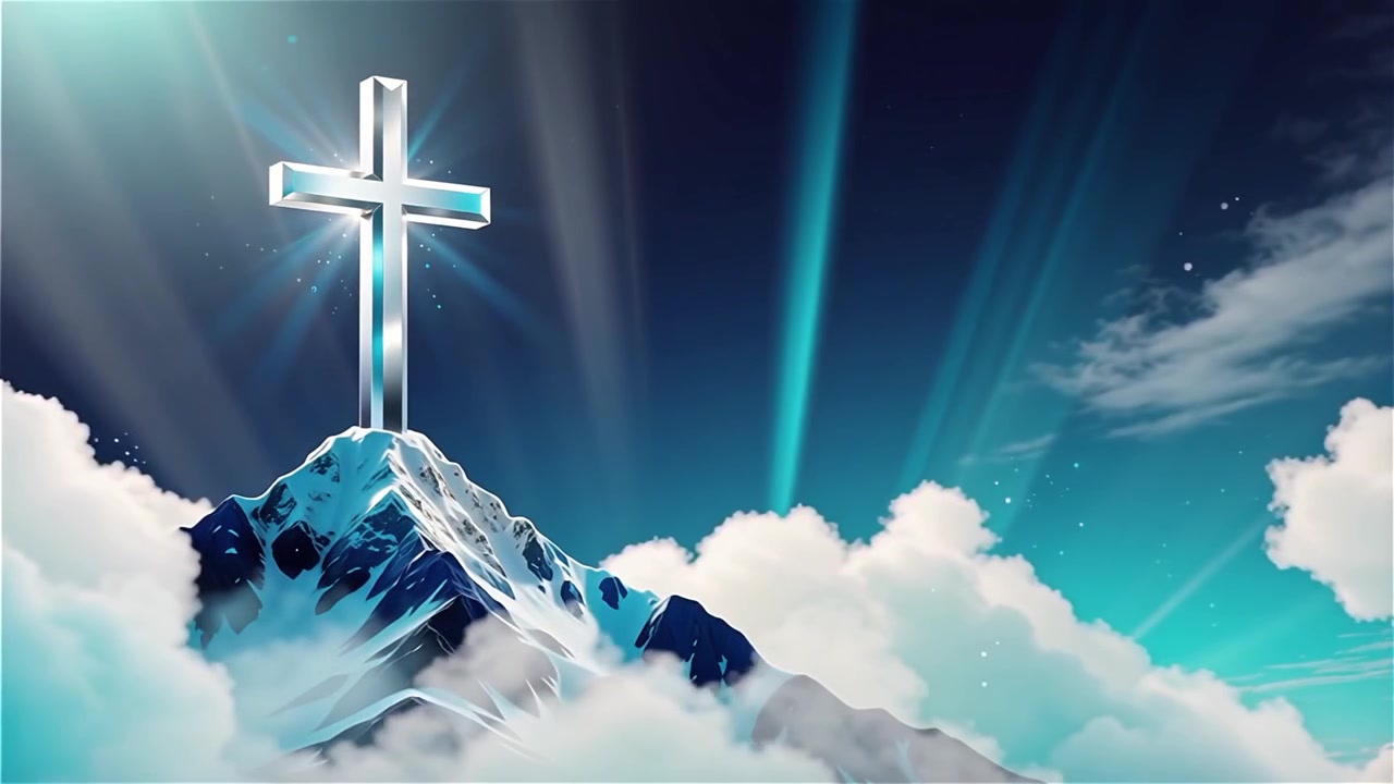Christian Cross Heavenly Light Worship Background