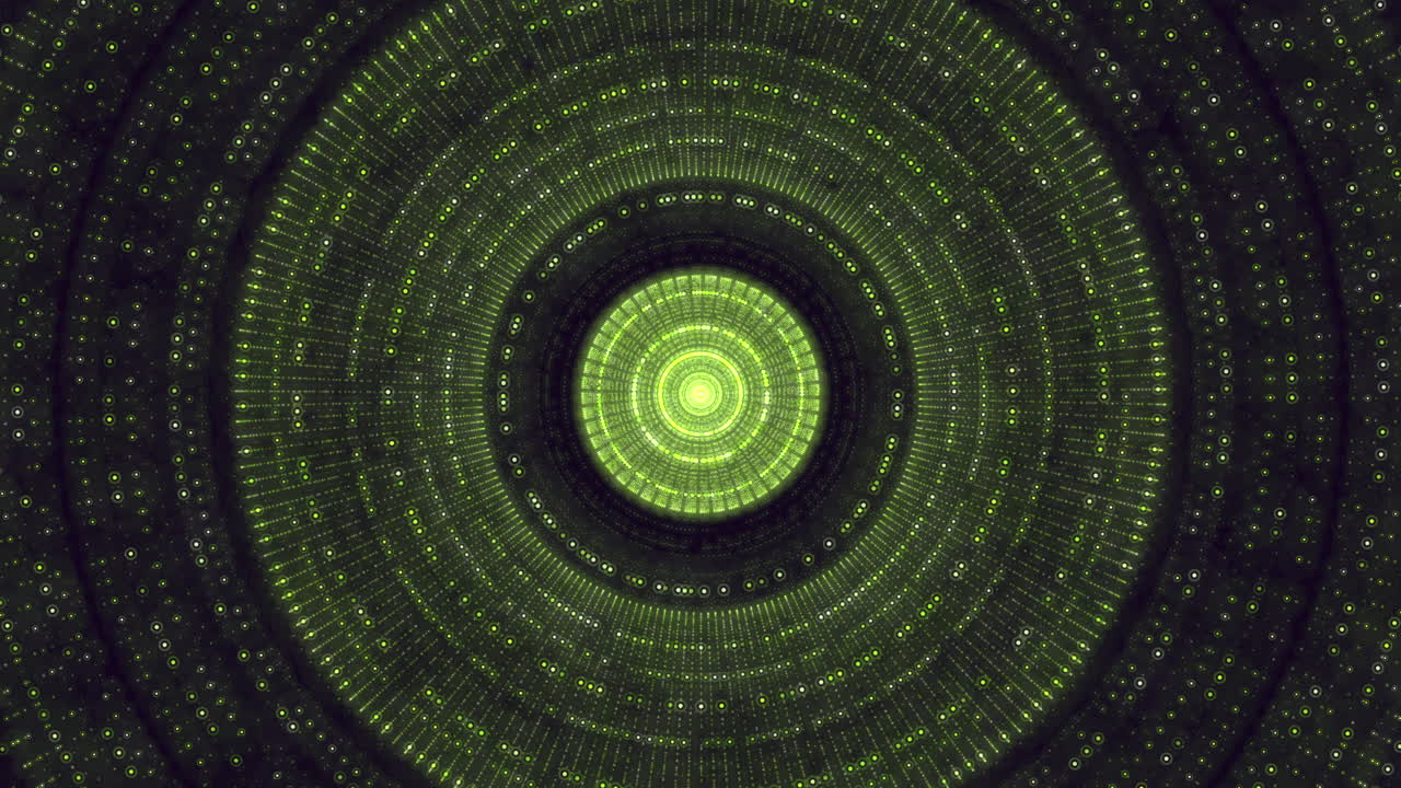 Dynamic spiral of red and white circles creates futuristic pattern
