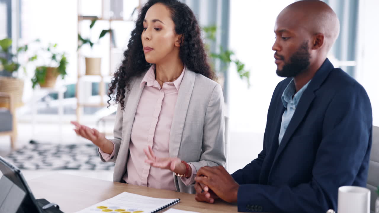 Planning, talking and business people in a meeting
