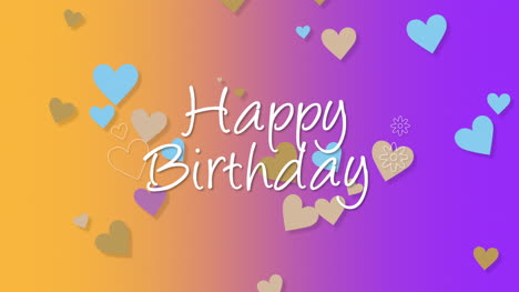 primer plano animado feliz cumpleaños texto con corazones