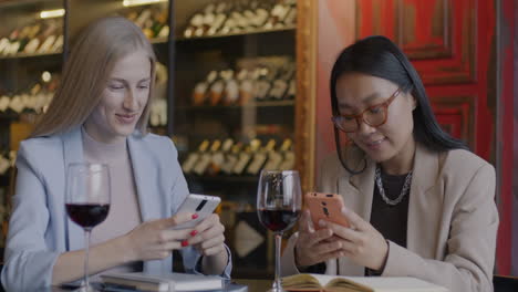 businesswomen meeting at wine bar