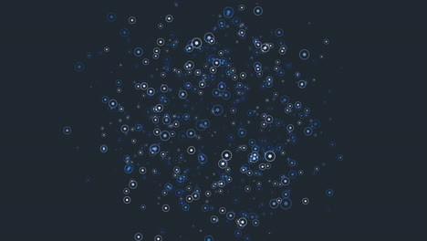 floating blue dots airy circular pattern on dark background