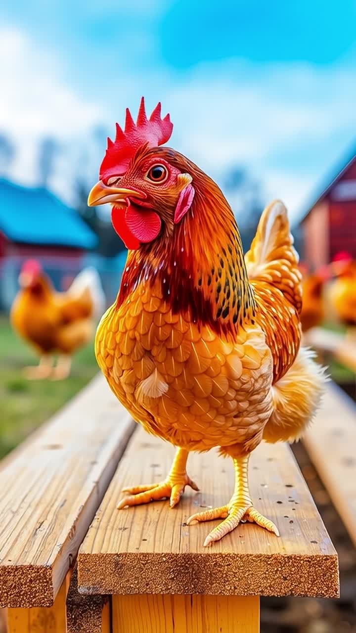 Chicken Portrait on Rustic Farm