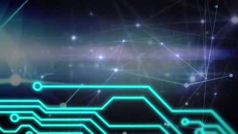 animación de la placa de circuitos y la red de conexiones