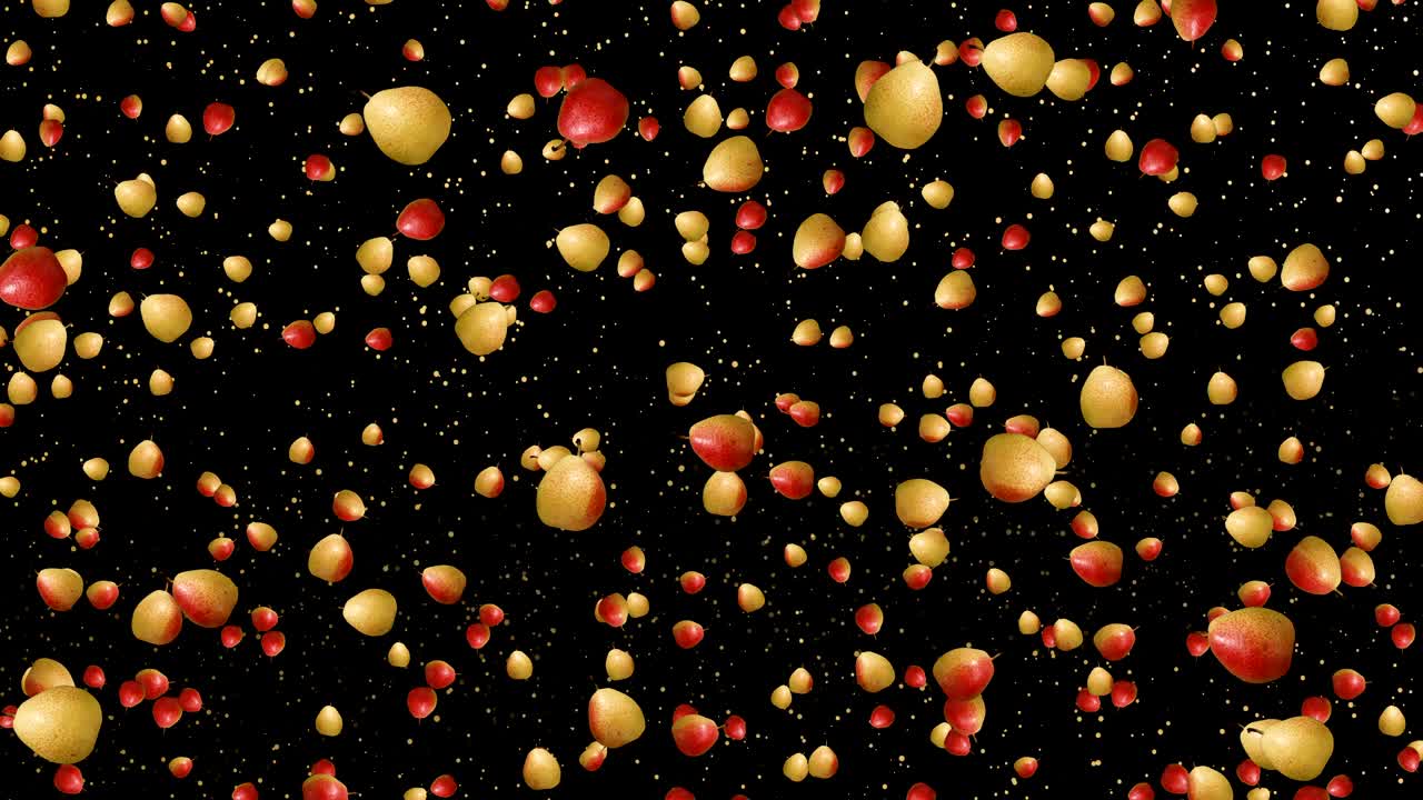 검은 바탕에 회전하고 떨어지는 진주.