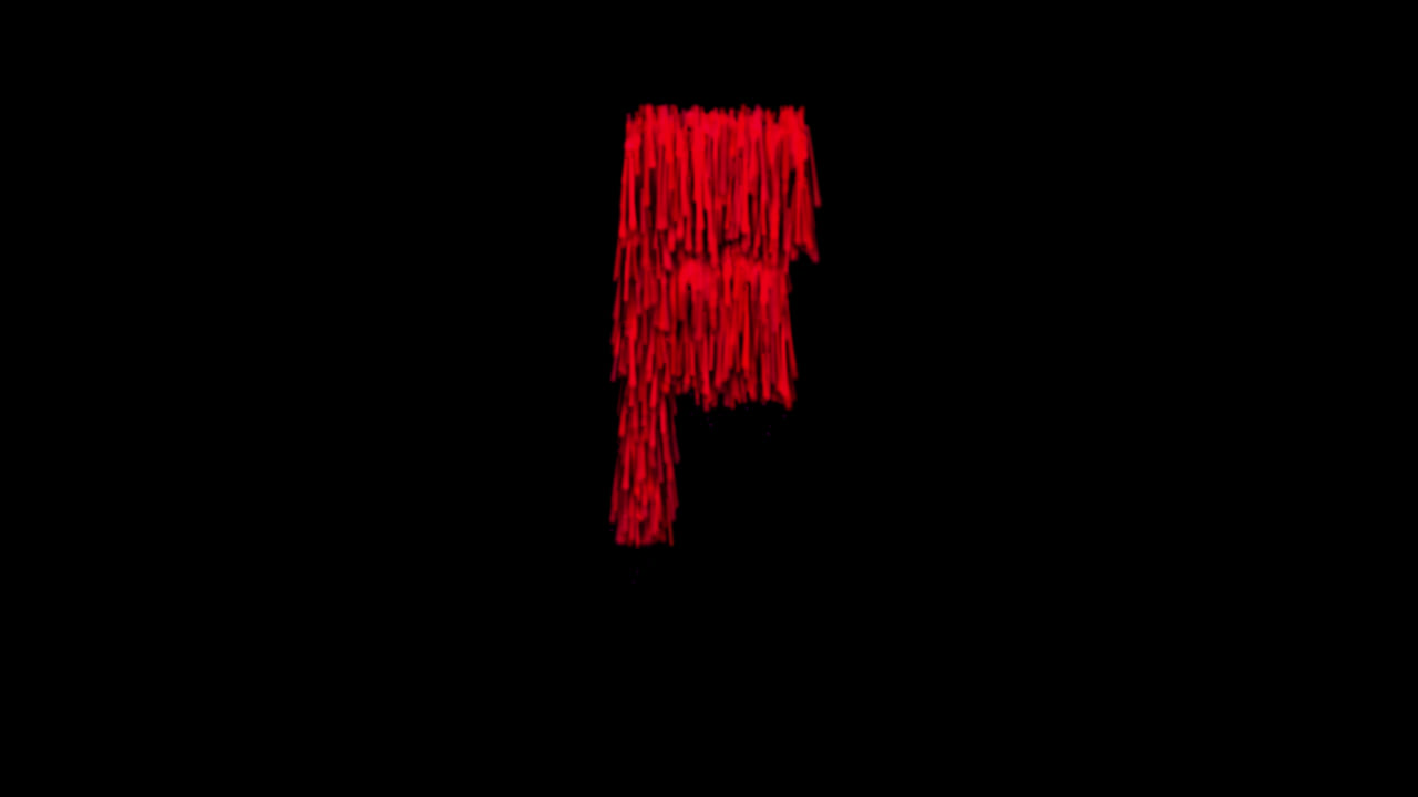 Animación de letra F con sangre fluyendo sobre fondo transparente