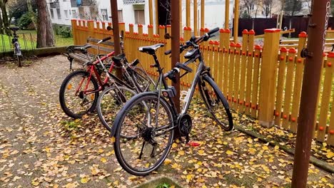 bicycles in front of the children's playground