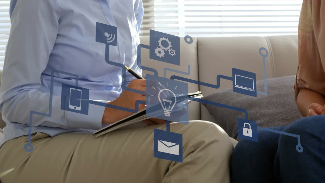 animación de estadísticas y procesamiento de datos sobre el apretón de manos de un empresario