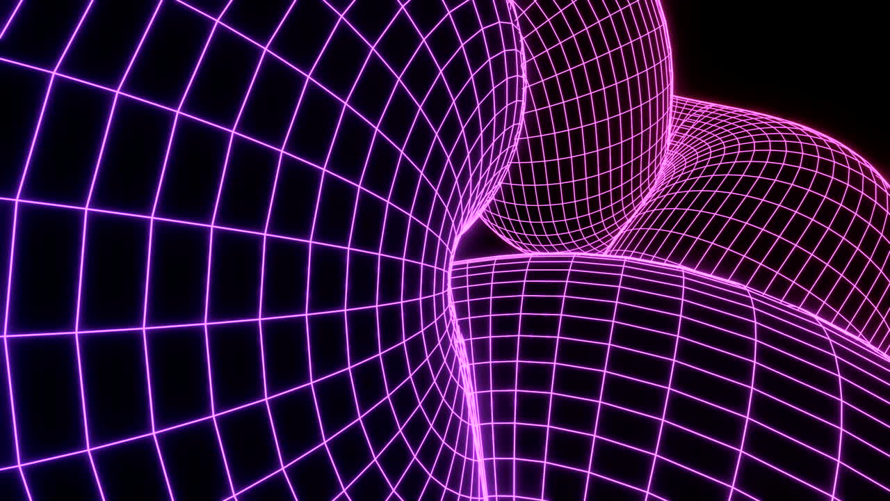 Abstract Wireframe Design with Neon Pink Grid